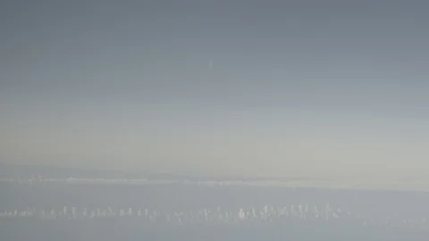 Anamorphic shot view beautiful cloudy sky earth and planet horizon landscape Stock Footage 118883131