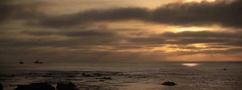 Anamorphic Sunset Over Asilomar 3 Stock Footage 161447971