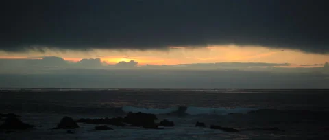 Anamorphic sunset over Asilomar Stock Footage 161449607