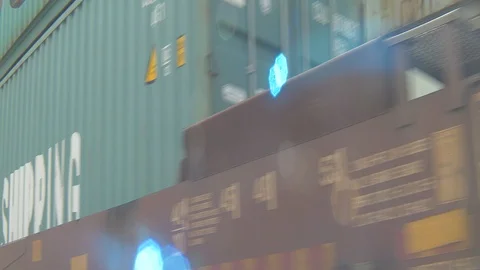 Anamorphic Trains Crossing Paths Stock Footage 93062224