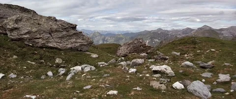 Anamorphic View of the Alps Mountains on a Cloudy Summer Day. Stock Footage 339630661