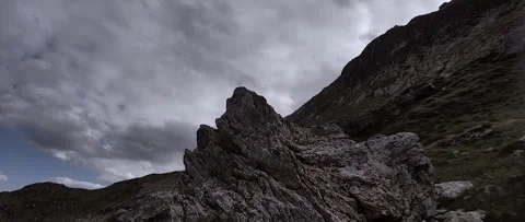 Anamorphic View of the Alps Mountains on a Cloudy Summer Day. Stock Footage 339630970