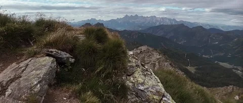Anamorphic View of the Alps Mountains on a Cloudy Summer Day. Stock Footage 339631176