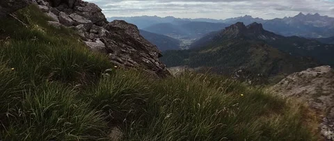 Anamorphic View of the Alps Mountains on a Cloudy Summer Day. Stock Footage 339631505