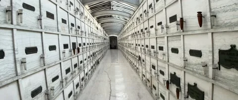 Anamorphic view of  Hollywood Forever Cemetery-Mausoleum Stock Footage 147345320