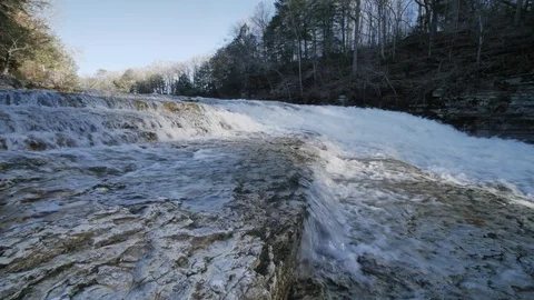 Anamorphic West Blackburn Fork River above Cummins Mill Falls near Cookeville Video stock 104063193