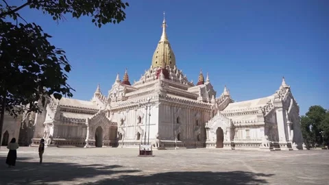 Ananda Temple under the great blue sky in Bagan, Myanmar Stock Footage 155271516