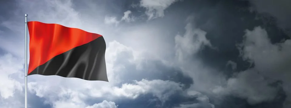 Anarchy flag on a cloudy sky Stock Illustration