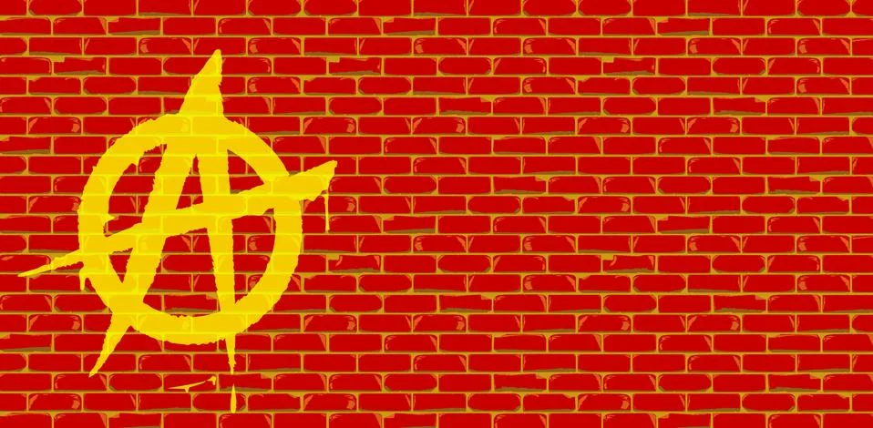 Anarchy Graffiti Red Brick Wall Ilustración de archivo