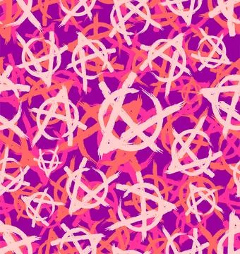 Anarchy Military Pink pattern seamless. Punk sign Army Violet background. F.. Stock Illustration