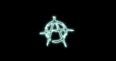 Anarchy symbol blue flaming. Loop Stock Footage 309279947