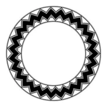 Anasazi pattern, circle frame, based on the artful repetition of triangles Stock Illustration