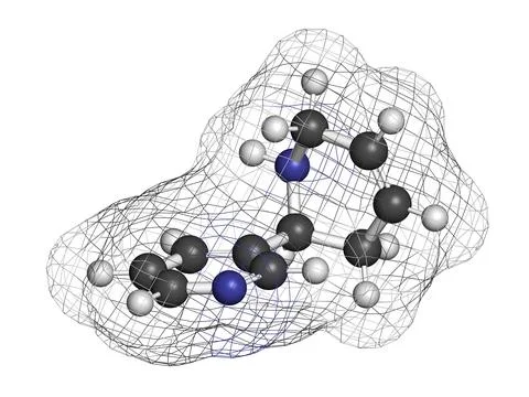 Anatabine alkaloid molecule. 3D rendering. Stock Illustration