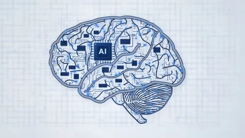 Anatomical Brain Blue Circuit White Background Loop 库存影片 343256534