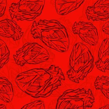 Anatomical Heart hand drawing pattern seamless. Heart engraving background Illustrazione stock