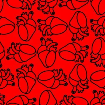Anatomical heart pattern seamless. heart background Stock Illustration