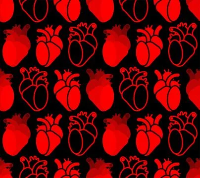 Anatomical heart pattern seamless. heart background Stock Illustration