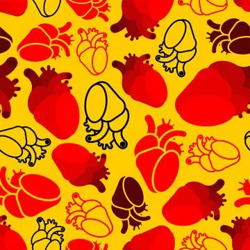 Anatomical heart pattern seamless. heart background Stock Illustration