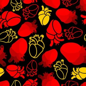 Anatomical heart pattern seamless. heart background Stock Illustration