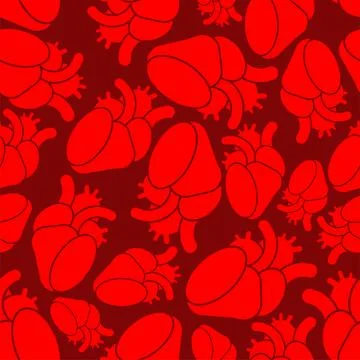 Anatomical heart pattern seamless. heart background Stock Illustration