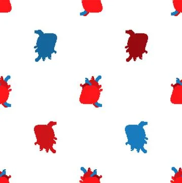Anatomical heart pixel art pattern seamless. 8 bit Internal organ background Stock Illustration