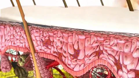 Anatomical structure of the skin Stock Illustration