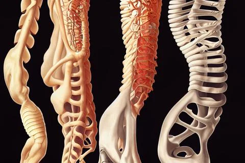 Anatomical structure of the spine. Vertebral bones 스톡 일러스트