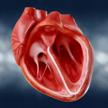 Anatomically correct model of the human heart with ventricles and major vessels Stockillustratie