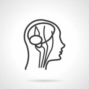 Anatomy brain black line vector icon Stock Illustration