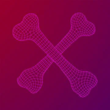 Anatomy Dog Bone object. Wireframe low poly mesh Stock Illustration