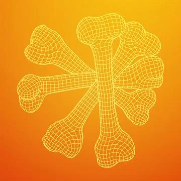 Anatomy Dog Bone object. Wireframe low poly mesh Stock Illustration