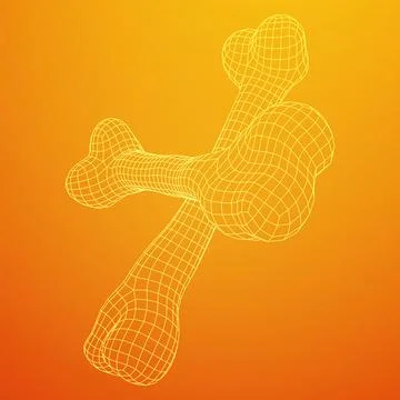 Anatomy Dog Bone object. Wireframe low poly mesh Stock Illustration