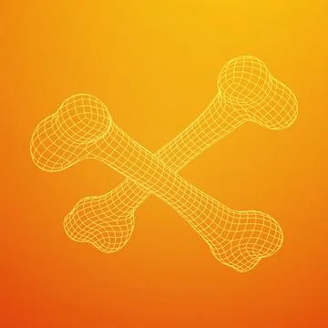 Anatomy Dog Bone object. Wireframe low poly mesh Stock Illustration