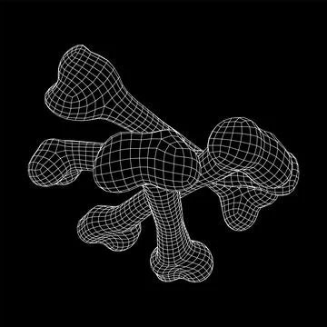 Anatomy Dog Bone object. Wireframe low poly mesh Stock Illustration
