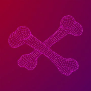 Anatomy Dog Bone object. Wireframe low poly mesh Stock Illustration