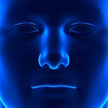 Anatomy Face - Front View - Blue concept 스톡 일러스트