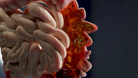 Anatomy of the human digestive system, concept of the intestine, diverticulitis Stock Footage 232564541