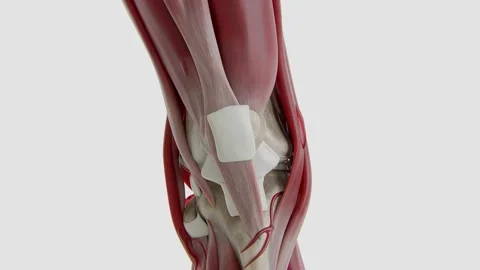 Anatomy of human knee joint with bone and muscle layers Stock-Footage 332870304
