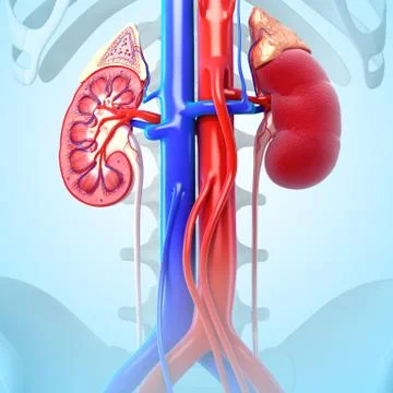Anatomy of Kidney cut section Ilustração Stock