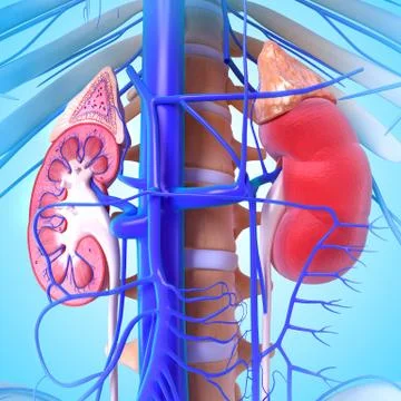 Anatomy of Kidney cut section Stock-Illustration
