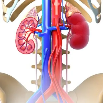 Anatomy of Kidney cut section Illustrazione stock