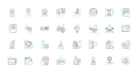 Anatomy linear icons set. Skeleton, Muscles, Tendons, Ligaments, Organs, Bs Stock Illustration