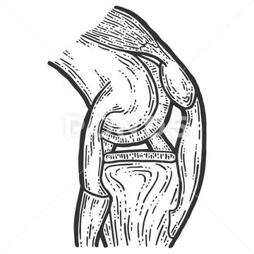 Anatomy. Structure knee joint vector sketch scratch board imitation ...