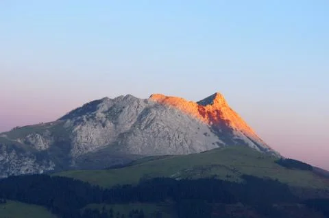 Anboto mountain at sunset Stock Photos