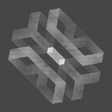 Anbstract 3D rendering background with an isometric figure made of dotted lines イラスト素材