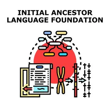 Ancestor language foundation concept developing Stock Illustration