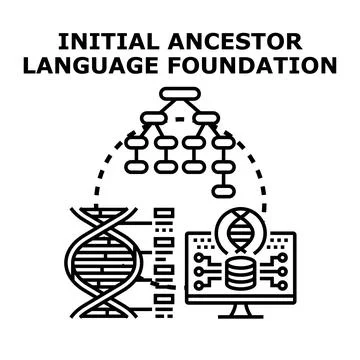 Ancestor language gene foundation concept illustration Stock Illustration