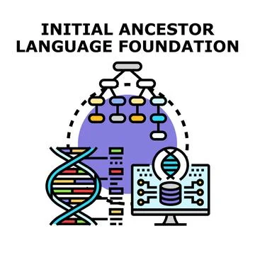 Ancestor language gene foundation concept illustration Stock Illustration