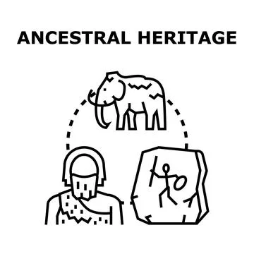 Ancestral heritage history evolution concept exploring prehistoric life Stock Illustration