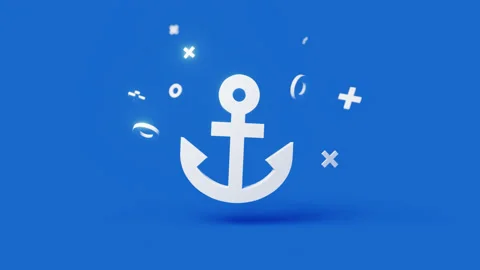 Anchor 3d icon on a simple blue background 4k seamless animation loop Stock Footage 202091520